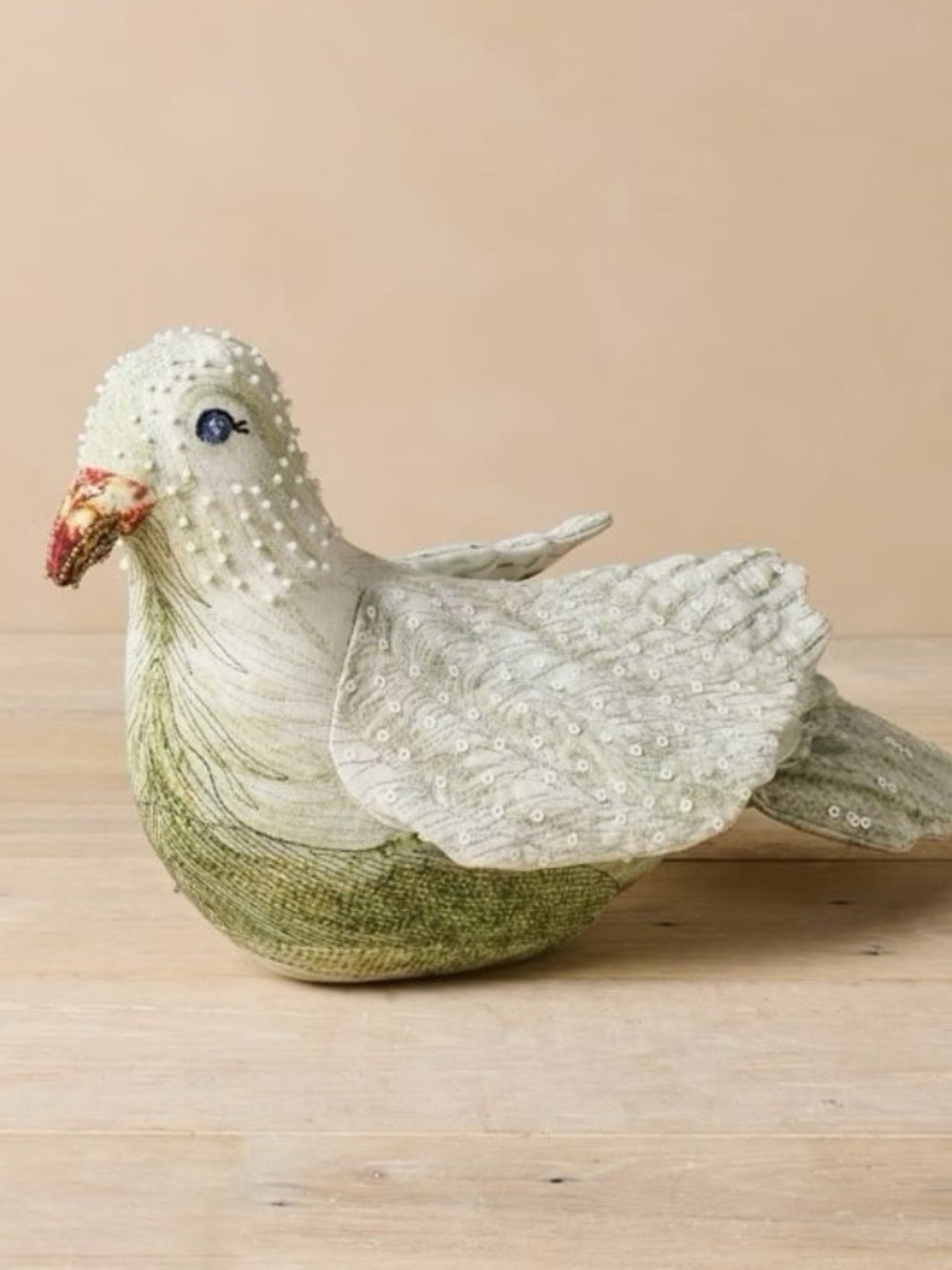 JOHN DERIAN NWT figural dove novelty pillow